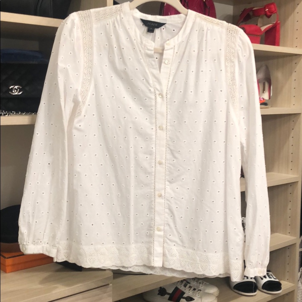 White j crew eyelet blouse